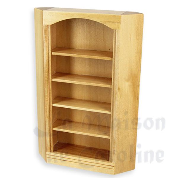 Bibliotheque d angle chene clair meuble miniature 1/12