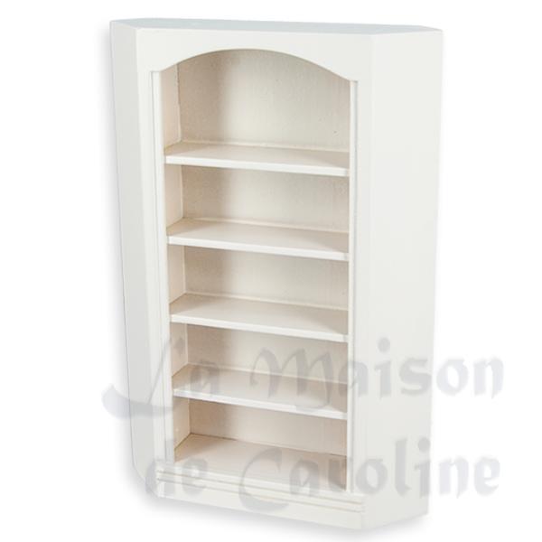 Bibliotheque d angle blanc meuble miniature 1/12 Bibliotheque d angle blanc meuble miniature 1/12