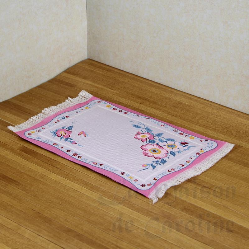 Tapis tissé français rosé/fleurs 10x14cm pour maisons de poupées 1/12 photo 2 Tapis tissé français rosé/fleurs 10x14cm pour maisons de poupées 1/12 photo 2