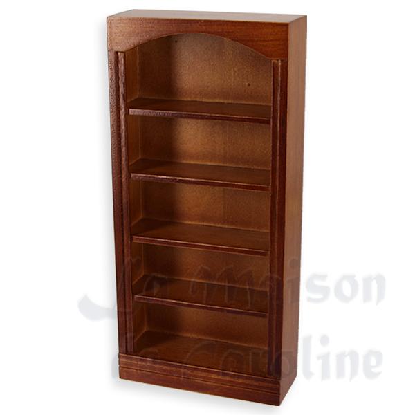 Bibliotheque simple noyer meuble miniature 1/12