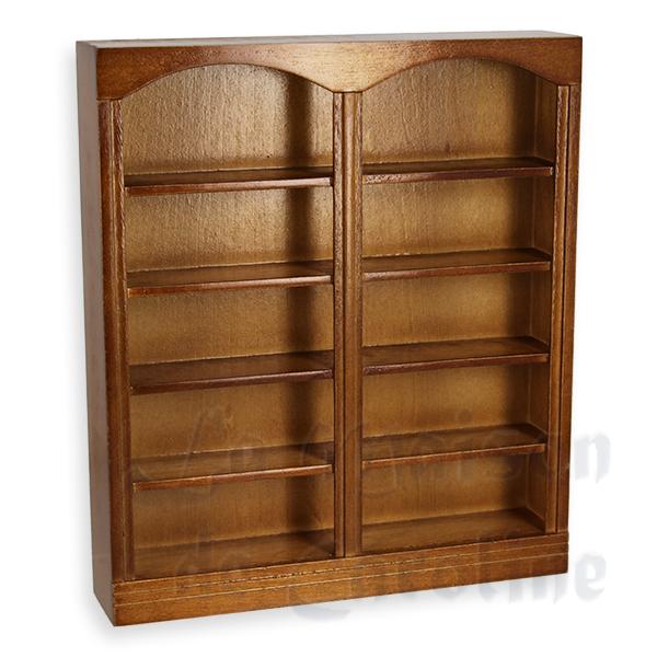 Bibliotheque double noyer meuble miniature 1/12