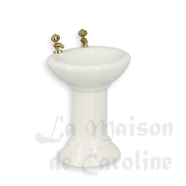 Lavabo ivoire en porcelaine meuble miniature 1/12