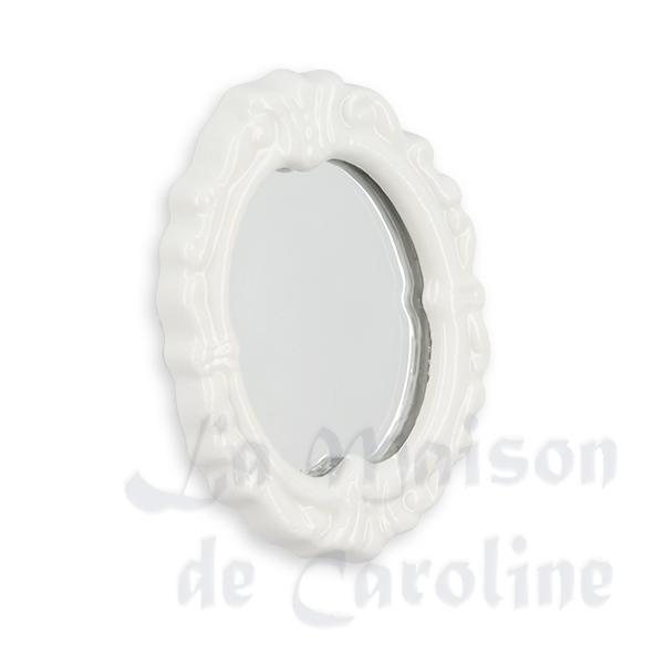 Miroir blanc en porcelaine meuble miniature 1/12 Miroir blanc en porcelaine meuble miniature 1/12