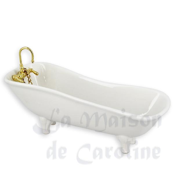Baignoire en porcelaine blanc meuble miniature 1/12 Baignoire en porcelaine blanc meuble miniature 1/12