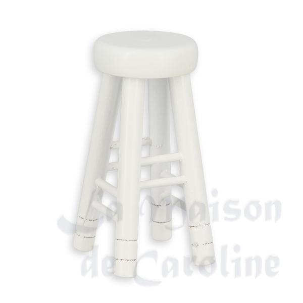 Tabouret haut blanc meuble miniature 1/12