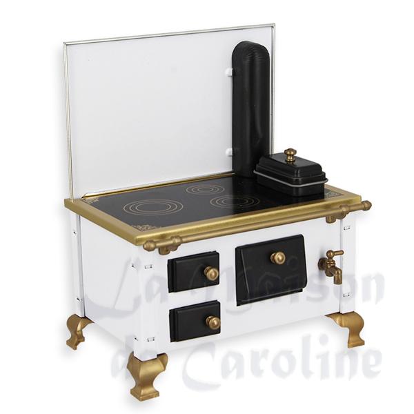 Cuisinière blanche métal meuble miniature 1/12