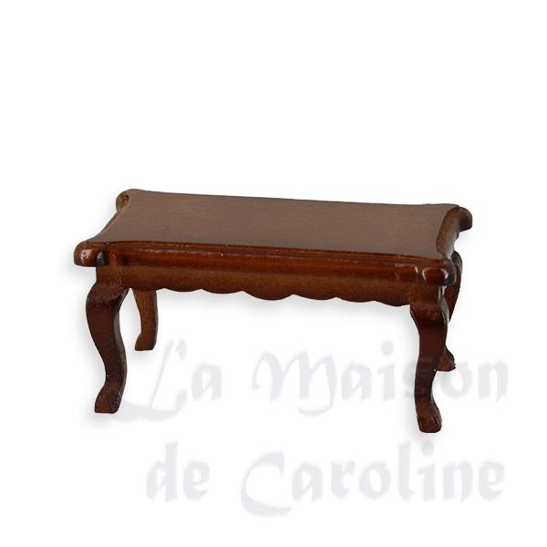 Table basse de salon noyer meuble miniature 1/12