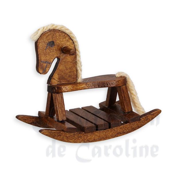Cheval à bascule noyer meuble miniature 1/12 Cheval à bascule noyer meuble miniature 1/12