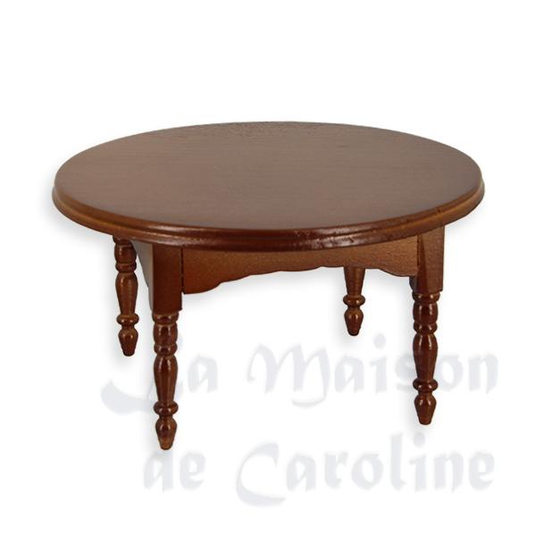 Table ronde noyer meuble miniature 1/12 Table ronde noyer meuble miniature 1/12