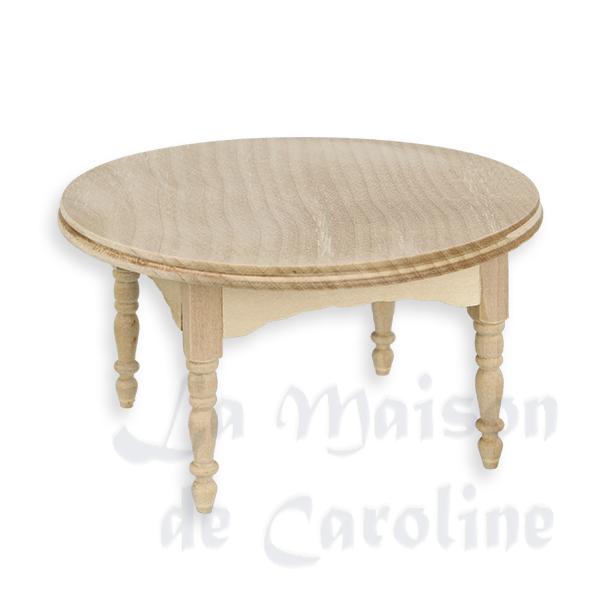 Table ronde non vernie meuble miniature 1/12