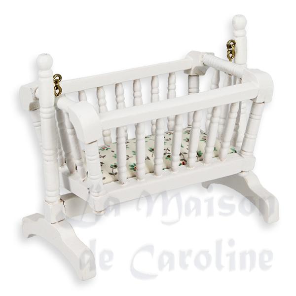 Berceau blanc meuble miniature 1/12 Berceau blanc meuble miniature 1/12
