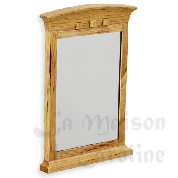 Miroir bois cintre chene clair meuble miniature 1/12 Miroir bois cintre chene clair meuble miniature 1/12