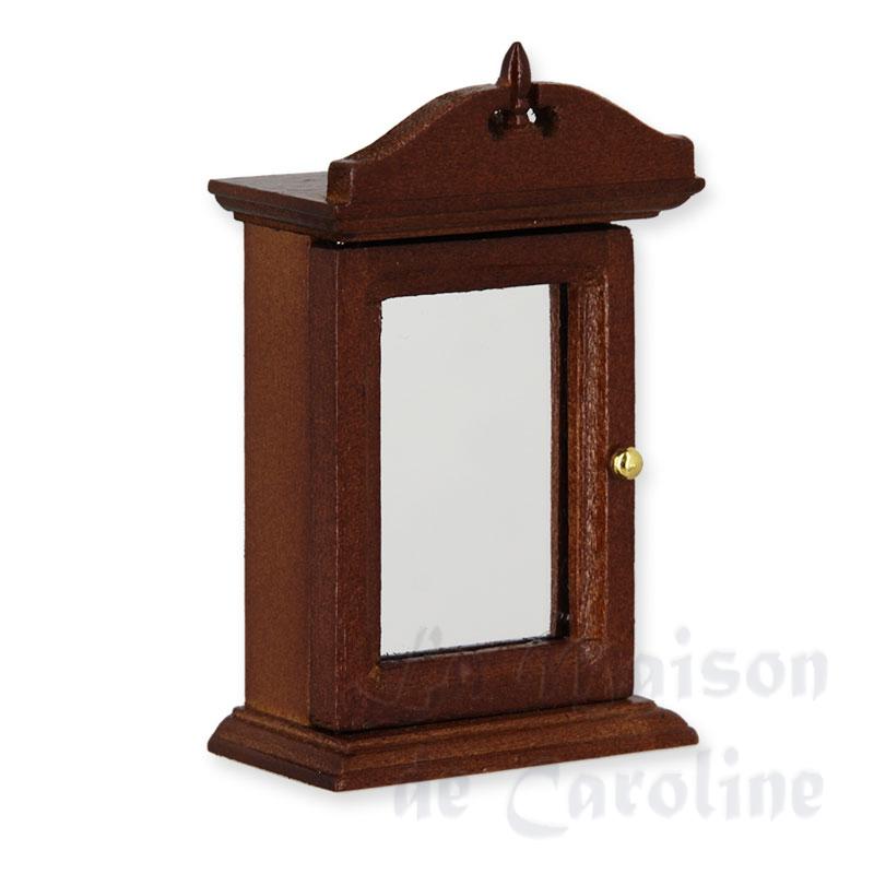 Armoire a pharmacie noyer meuble miniature 1/12 Armoire a pharmacie noyer meuble miniature 1/12