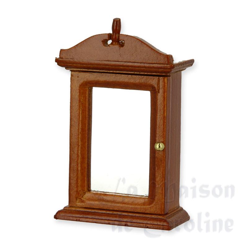 Armoire à pharmacie merisier meuble miniature 1/12 Armoire à pharmacie merisier meuble miniature 1/12