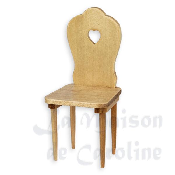 Chaise paysanne chene clair meuble miniature 1/12