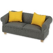 Sofa gris + 2 coussins jaune
