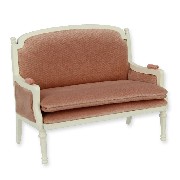 Sofa Louis XVI ivoire, velours rose