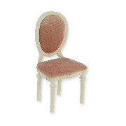 Chaise Louis XVI ivoire, velours rose