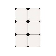 Carrelage mural blanc cabochons noirs