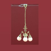 Suspension 12V CLIP Laiton 3 Globes pour maisons de poupées 1/12
