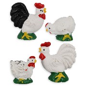 Coq ou poule en résine 1 pièce (divers.postures) miniature 1/12