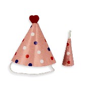 Chapeau et corne de carnaval rose miniature 1/12