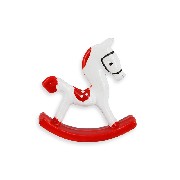 Cheval à bascule rouge en métal miniature 1/12