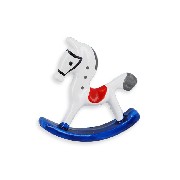 Cheval à bascule bleu en métal miniature 1/12