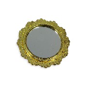 Miroir rond métal doré moulures