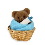 Ours dans panier, serviette bleue miniature 1/12