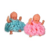 2 poupées avec pyjama bleu/rose