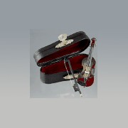 Violon avec archet et coffret noir miniature 1/12