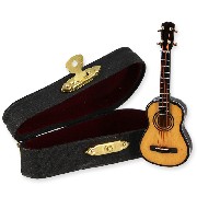 Guitare sèche avec coffret noir miniature 1/12
