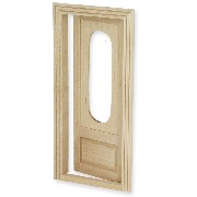 Porte fenêtre ovale non vernie pour maisons de poupées 1/12