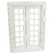 Double-porte petits carreaux blanc pour maisons de poupées 1/12
