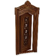 Porte d'entrée noyer pour maisons de poupées 1/12