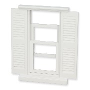 Fenêtre avec volets blanche pour maisons de poupées 1/12