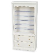 Bibliotheque tiroirs simple blanche meuble miniature 1/12