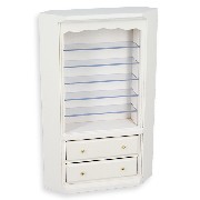 Bibliotheque tiroirs angle blanche meuble miniature 1/12