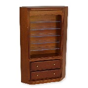 Bibliotheque tiroirs angle merisier meuble miniature 1/12