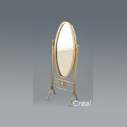 Miroir oval pivotant laiton dore veilli meuble miniature 1/12