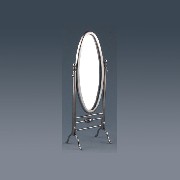 Miroir oval pivotant argente
