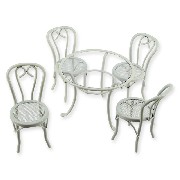 Salon de jardin metal blanc, 5 pcs