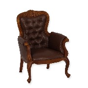 Fauteuil Louis XV cuir marron