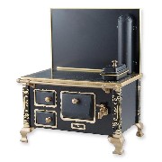 Cuisinière noire métal meuble miniature 1/12