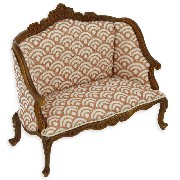 Sofa Louis XV noyer/blanc-rose meuble de collection Trianon 1/12