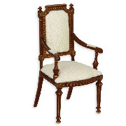Chaise accoudL.XVI noyer-or doss droit meuble de collection Trianon 1/12