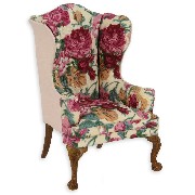 Fauteuil noyer-tissu fleuri meuble de collection Trianon 1/12