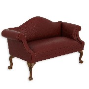 Sofa Club noyer-cuir rouge meuble de collection Trianon 1/12