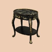 Table d appoint ovale noir motif chinois